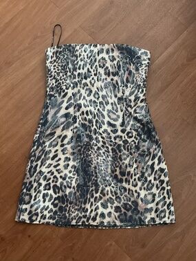 Make Up My Mind Sequin Mini Dress Cheetah